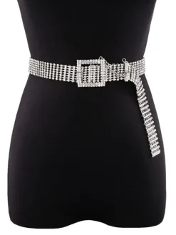 Minimalist Rhinestone Glitter Waist Belts