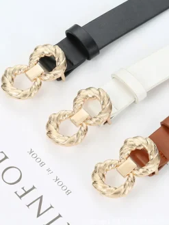 Minimalist Twisted Double Ring Buckle Belts