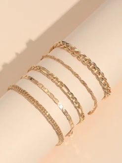 Minimalist Vintage Snake Chain Ankle Bracelet Set