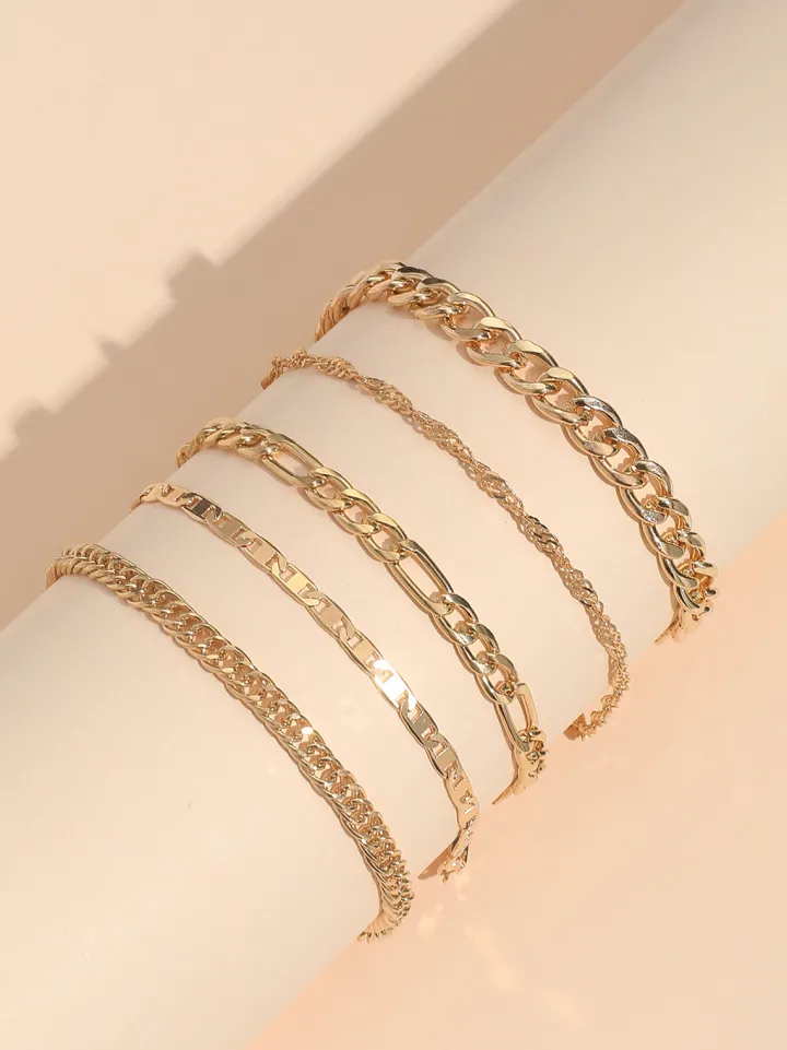 Minimalist Vintage Snake Chain Ankle Bracelet Set