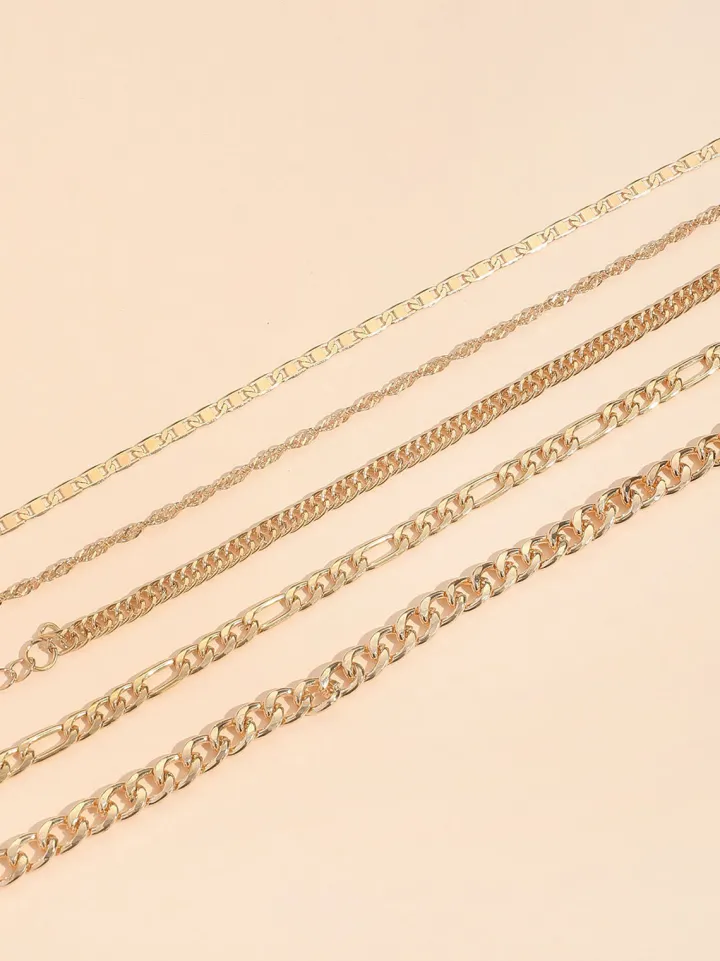 Minimalist Vintage Snake Chain Ankle Bracelet Set