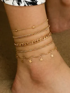 Minimalist Vintage Snake Chain Ankle Bracelet Set