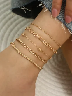 Minimalist Vintage Snake Chain Ankle Bracelet Set