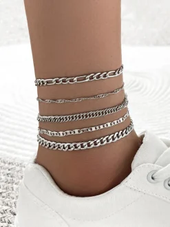 Minimalist Vintage Snake Chain Ankle Bracelet Set