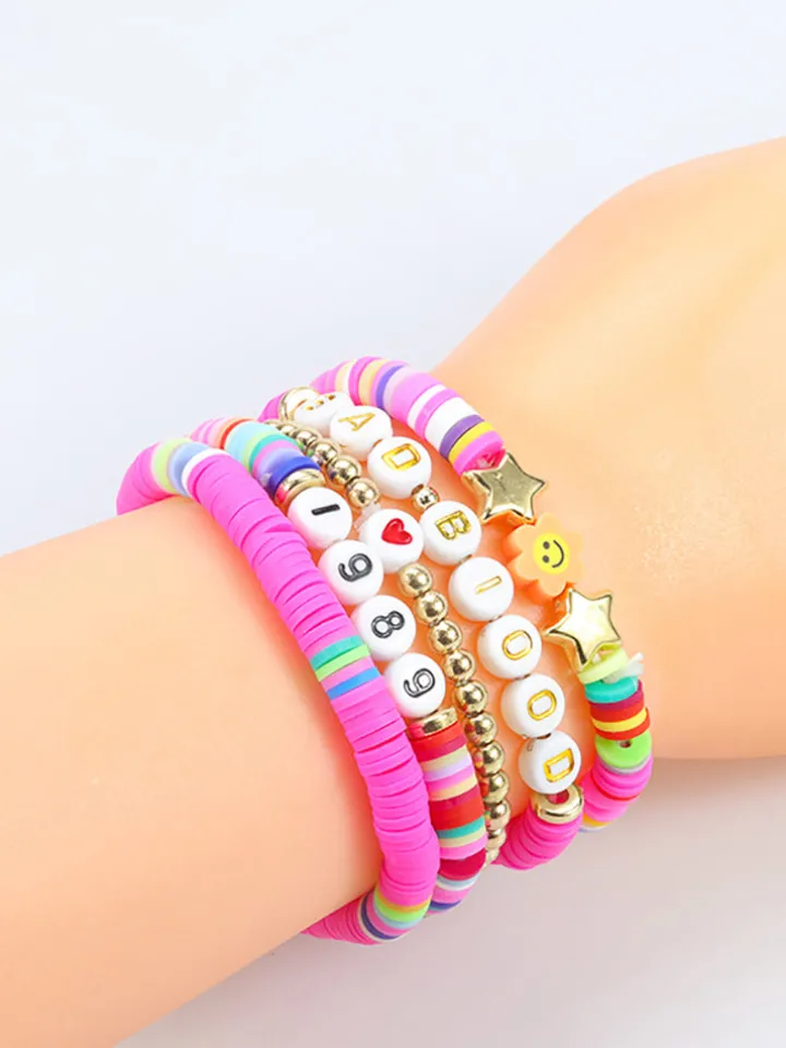 Multicolor Letter Bead Bracelet Polymer Clay Set