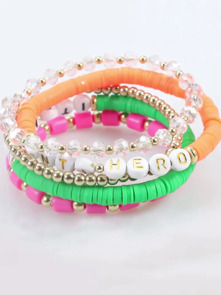 Multicolor Letter Bead Bracelet Polymer Clay Set