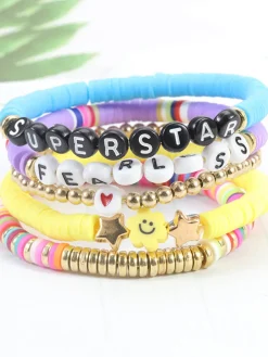 Multicolor Letter Bead Bracelet Polymer Clay Set