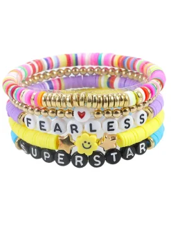 Multicolor Letter Bead Bracelet Polymer Clay Set