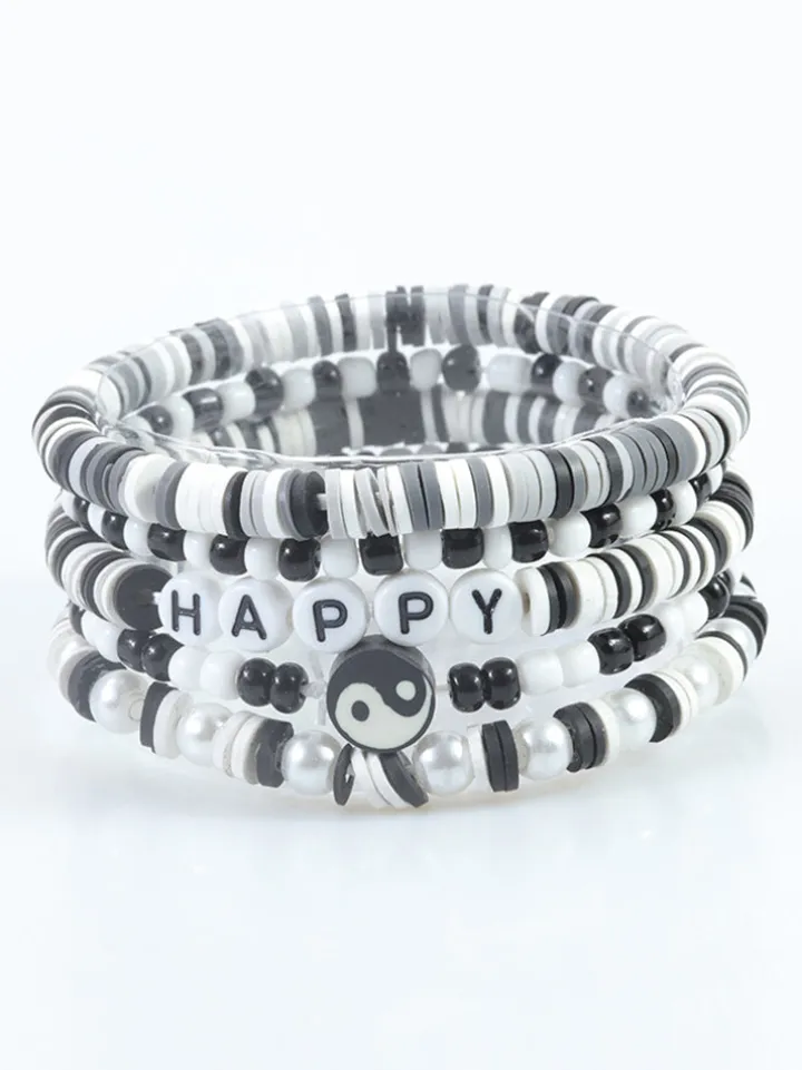 Multicolor Letter Bead Bracelet Polymer Clay Set