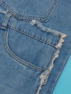 Multiple Pockets Denim Utility Jumpsuit