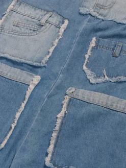 Multiple Pockets Denim Utility Jumpsuit