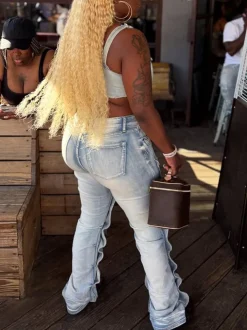 Multi-Pocket Straight Leg Jeans