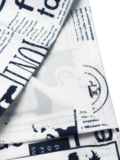 Newspaper Print Blazer Belted Pants Set