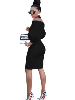 Off Shoulder Bodycon Midi Dress