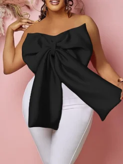 Off Shoulder Bow Knot Tube Top