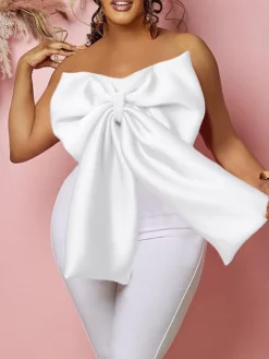 Off Shoulder Bow Knot Tube Top