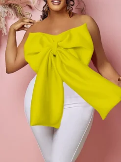 Off Shoulder Bow Knot Tube Top