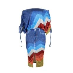 Off Shoulder Colorful Skirt Set