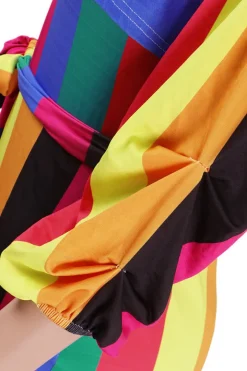 Off Shoulder Floral Rainbow Short Jumpsuit