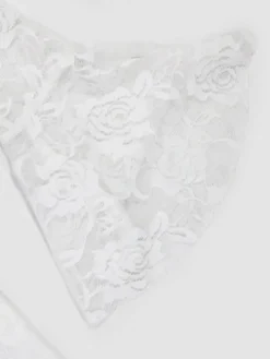 Off Shoulder Lace Asymmetric Ruffle Dress