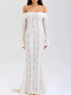 Off Shoulder Lace Maxi Dress