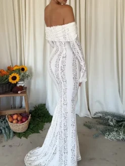 Off Shoulder Lace Maxi Dress