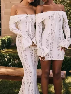 Off Shoulder Lace Maxi Dress