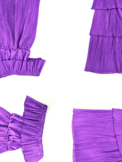 Off Shoulder Layered Pleated Plus Size Maxi Dress