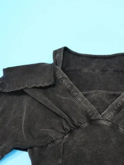 Off Shoulder Long Sleeve Ribbed Jumpsuit