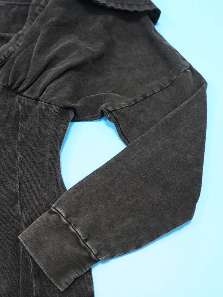 Off Shoulder Long Sleeve Ribbed Jumpsuit