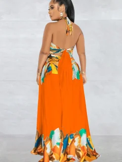 Off Shoulder Printed Patchwork Maxi Dress