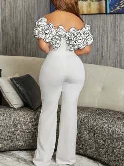 Off Shoulder Ruffle Jumpsuit
