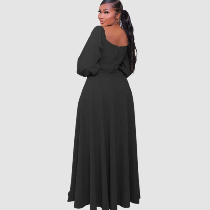 Off-Shoulder Crop Top Split Skirt Set