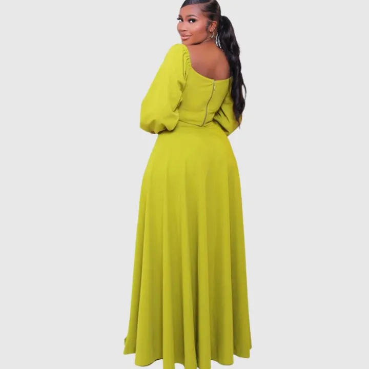 Off-Shoulder Crop Top Split Skirt Set