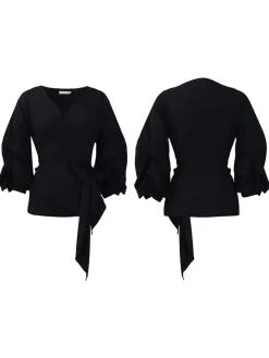 Off-Shoulder Puff Sleeve V-Neck Blouse