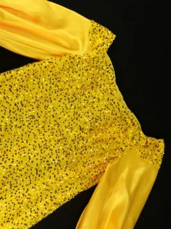 Off-Shoulder Puff Sleeves Sequin Midi Dress