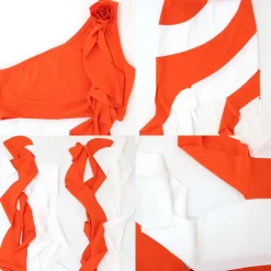 One Shoulder Crop Top with Fringed Mini Skirt Set