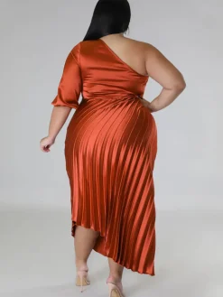 One Shoulder Lace Up Ruched Maxi Dress