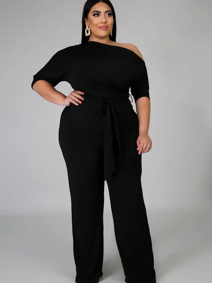 One Shoulder Plus Size Wide Leg Outfits