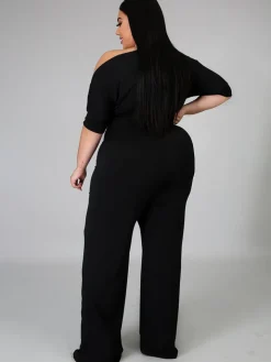 One Shoulder Plus Size Wide Leg Outfits
