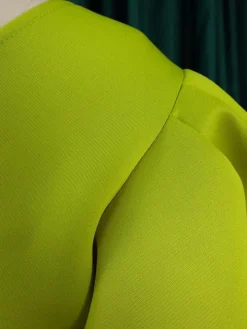 One Shoulder Puff Sleeve Ruffle Slit Dress