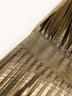 One-Shoulder Glitter Pleated Maxi Dress