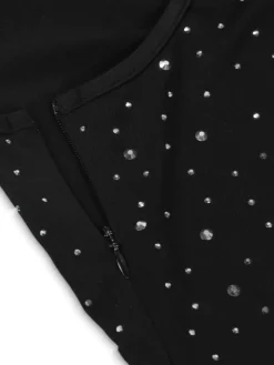 One-Shoulder Rhinestone Cutout Mini Dress