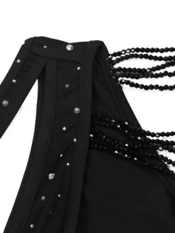 One-Shoulder Rhinestone Cutout Mini Dress