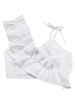 One-Shoulder Ruffle Pleated Pants Set