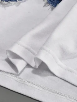 Patchwork Star Cropped Round Neck T-Shirt