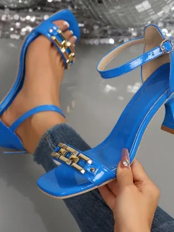 Patent Leather One-Strap Sandals