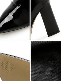 Patent Leather Pointed Toe Zipper Boots