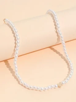 Pearl Heart Pendant Collar Necklace