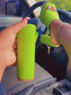 Peep-Toe Knit Platform Heels Slides